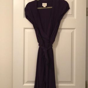 Plum wrap dress, knee length
